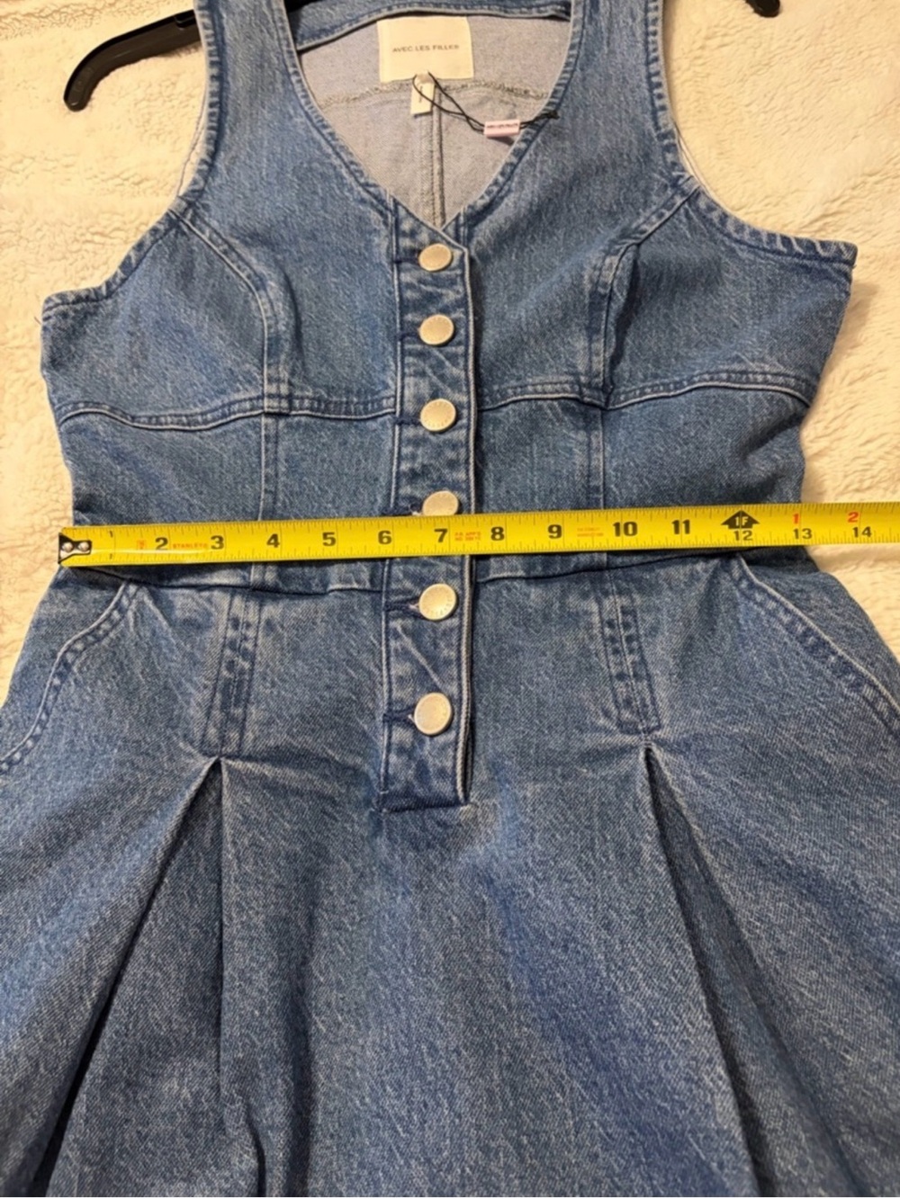 Avec Les Filles Blue Denim Button-Front Dress Size 4 - Picture 5 of 6